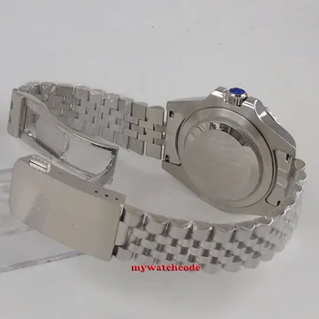 40 mm PARNIS black dial pepsi rámu dátum svetelné značky GMT automatické pánske hodinky z Nerezovej Ocele Sapphire Pánske Luxusné Hodinky P129
