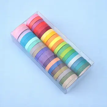 40x Rainbow Washi Lepkavý Papier Maskovanie Priľnavé Dekoračné Pásky Scrapbooking DIY Strany Stuhy