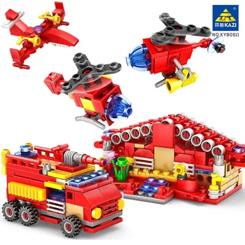 414Pcs Mesto hasičských Staníc Stavebné Bloky Sady Truck Hasič Rovine Brinquedos Záľuby Tehly Vzdelávacie Hračky pre Deti,