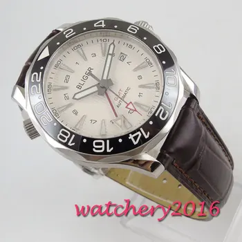 41mm bliger GMT biela dial zafírové sklo keramická fazeta automatický pohyb pánske hodinky
