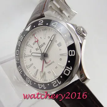 41mm bliger GMT biela dial zafírové sklo keramická fazeta automatický pohyb pánske hodinky