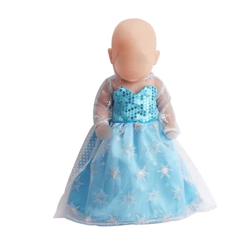 43 cm bábiky baby šaty princezná modrá sequined čipky šaty hranie rolí Baby hračky fit Americký 18-palcové Dievčatá bábiky f79
