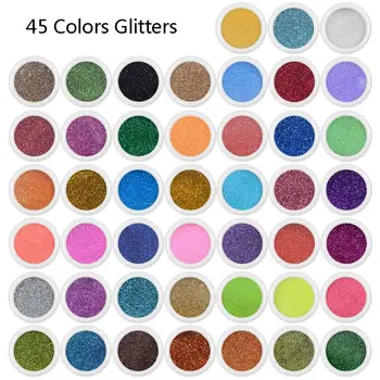 45 Farieb Živice Pigment Sľudový Prach Glitters Sequains Nail Art Šperky Robiť