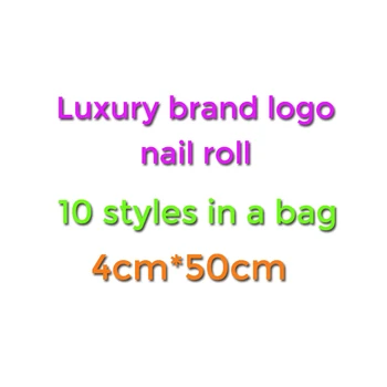 4cmx50cm 10 štýlov taška luxusné značky logo nail art fólie, papier cartoon značky manikúra kotúčoch manikúru, ozdoby na manikúru acc