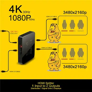 4K*2K HDMI Splitter Switcher Prevodník 1 Vstup 2 Výstup Rozdeľovača Spínač Voliča Ultra HD pre HDTV Xbox, PS3, PS4 Multimediálne DVD
