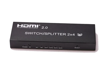 4K HDMI 2.0 2x4 Prepínač Rozbočovač HDMI Prepínač Video Converter Adaptér SPDIF Audio 2: 4 Sa Mi na Okno XBOX One X PS4 PC K TV