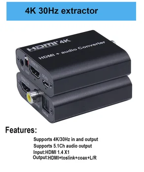 4K HDMI 2.0 audio extractor HDR 4K HDMI audio splitter converter HDMI SPDIF 5.1 Kanálový+Digitálny koaxiálny+L/R s EDID