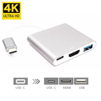 4K USBC 3.1 Prevodník USB Hub C Typ USB 3.0/HDMI/TypeC Žena Nabíjačke AV Adaptér pre Macbook/Dell XPS 13/Matebook Notebooky
