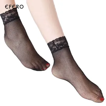 4Pair=8Pcs Letné Ponožky, Sieťované Ženy Transparentné Čierna Oka Ponožky Krátke Populárne Nylon Čipky Oka Tenké Ponožky Chausettes Femme
