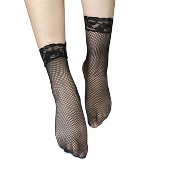4Pair=8Pcs Letné Ponožky, Sieťované Ženy Transparentné Čierna Oka Ponožky Krátke Populárne Nylon Čipky Oka Tenké Ponožky Chausettes Femme