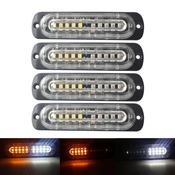 4Pcs 10 Blikanie LED Svetlá pre nákladné auto Auto Vozidla LED Hlavu Núdzový Maják Výstražné Svetlá