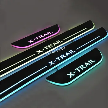 4PCS Akryl Pohybujúce sa LED Vitajte Šliapacie Auto Šúchať Doska Pedál Dvere, Parapetné Cesta Svetla Na Nissan X-trail T32 2016 2017 2018