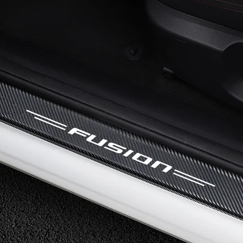 4PCS Auto Samolepky Prah Dverí Vinyl Chránič Pre Ford Fusion Auto Dvere, Parapetné Šúchať Doska Stráže Uhlíkových Vlákien Dekor Príslušenstvo