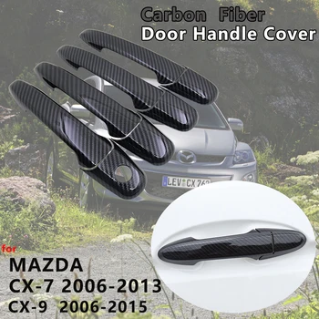 4pcs Lesklý Čierny Carbon Fiber Dverí Rukoväť Kryt Chytiť Výbava Exteriér Auta Spp Príslušenstvo pre Mazda CX-7 CX7 CX 7 CX-9 CX 9 CX9