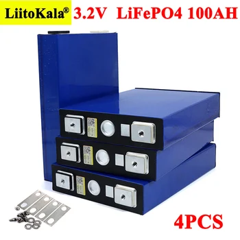 4pcs Liitokala 3.2 V 100Ah Batérie LiFePO4 Lítium phospha Veľkú kapacitu DIY 4S 12V Elektrické auto RV Solárny systém na uskladnenie Energie