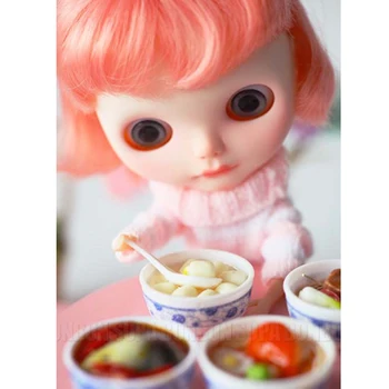 4PCS/LOT 1:6 Rozsahu domček pre bábiky Miniatúrne Čínsky Play Potravín Hračka Mini Bábika Potravín Miniatura Kuchynské Doplnky