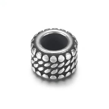 4pcs Nerezový Bubon Perličiek Charms 5mm Veľký Otvor pre Kožené Šperky Náramok, Takže Kovové Korálky DIY Dodávky Dielov