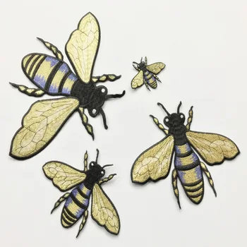 4Pcs/Veľa Zlata Hodváb Výšivky Bee Škvrny Hmyzu Šiť na Vyšívanie Nálepky Hmyzu DIY Včely Patch Oblečenie Appliqued Odznaky