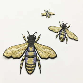 4Pcs/Veľa Zlata Hodváb Výšivky Bee Škvrny Hmyzu Šiť na Vyšívanie Nálepky Hmyzu DIY Včely Patch Oblečenie Appliqued Odznaky