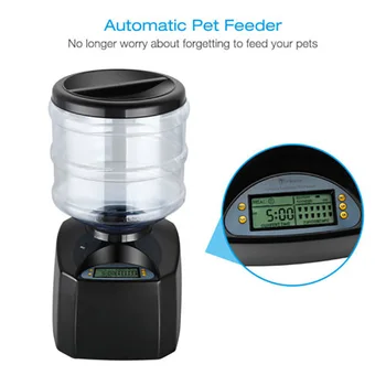 5.5 L Automatické Pet Feeder s Hlasovej Správy Nahrávanie Potravín, Misky, Misy Dávkovač LCD Displej Pes, Mačka Čierna Kŕmenie Misy
