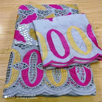 5 dvore Švajčiarskej čipky textílie najnovšie ťažké vyšívanie korálkami Afriky bavlnené tkaniny Swiss voile čipky populárne Dubaj štýl 13L519
