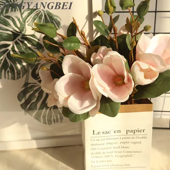 5 Hláv Magnolia Kyticu Umelých Kvetov Hodváb Flores Domova Svadobné Dekorácie Nevesta Drží Falošný Kvet