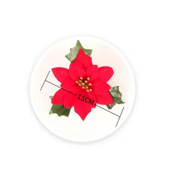 5 Ks 15x15cm Vianočné Simulácia Červený Kvet Veniec Veniec Dekorácie, Rekvizity Domácej Strany Zhromažďovanie Bar Ozdoby (Červená)