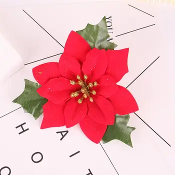 5 Ks 15x15cm Vianočné Simulácia Červený Kvet Veniec Veniec Dekorácie, Rekvizity Domácej Strany Zhromažďovanie Bar Ozdoby (Červená)