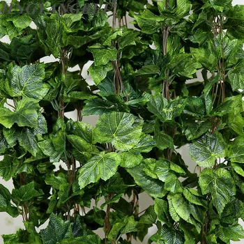 5 KS 260cm Umelé Rastliny Viniča z Hodvábu Hroznové Listy Garland Faux Simulácia Kvet Ratan Domov Svadobné dekorácie