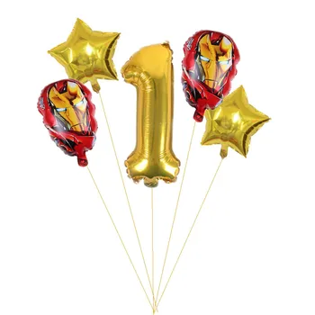 5 ks iron Man téma Hliníkovej fólie balón Červené čísla Chlapci a deti narodeninovej party dekorácie Dieťa hračku balón