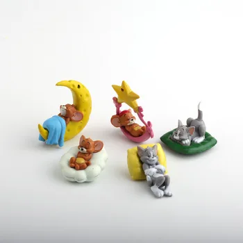 5 ks/set Cartoon Tom & Jerry Mačku a Myš Mini PVC Údaje Deti Hračky, Bábiky Vianočný darček