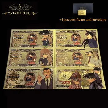 5 ks/Set Pekné Japonsko Detective Conan Bankoviek Anime bankoviek Detektív Bankoviek V 24k Gold Papierové Peniaze Na Darčeky