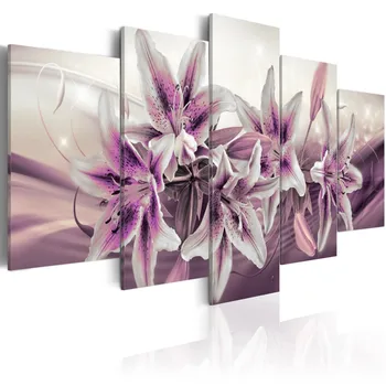 5 KS/Set Plátno Tlačiť Moderný Módny Dizajn Abstraktné Kvet Obrázok pre Miestnosti Dekorácie(Bez Rámu)
