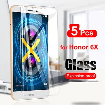 5 KS Tvrdeného Skla Pre Huawei Honor 6X Screen Protector 2.5 D 9H Ochranné Sklo Fólia Pre Huawei Honor 6X Jasné