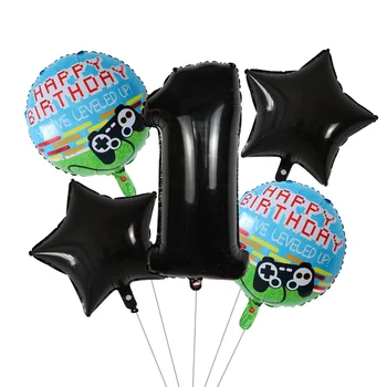5 ks Video Herný ovládač Fólie Hélium Balóny Happy Birthday Úrovni Až Balón Narodeninovej Party Dekor Deti Hračka Globos Supplie