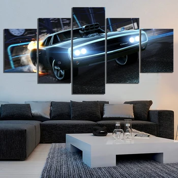 5 Kus HD Luxusné Športové Auto Obrázky Rakety v Lige Plagát Obrazy Fast & Furious Plagát Obrazy Plátno na Stenu Umenie