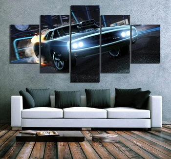 5 Kus HD Luxusné Športové Auto Obrázky Rakety v Lige Plagát Obrazy Fast & Furious Plagát Obrazy Plátno na Stenu Umenie