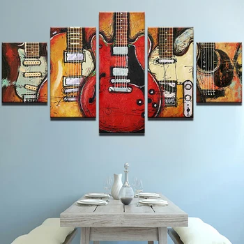 5 Kusov Moderných Plátno na Maľovanie HD Tlačené Steny Umenie Abstraktné Gitarová Hudba Plagát Modulárny Obrázky Dekorácie pre Izba bez rámu