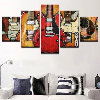 5 Kusov Moderných Plátno na Maľovanie HD Tlačené Steny Umenie Abstraktné Gitarová Hudba Plagát Modulárny Obrázky Dekorácie pre Izba bez rámu