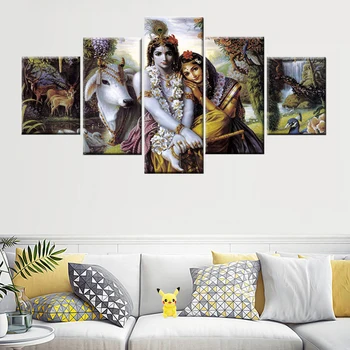 5 kusov Shiva Ganeš Krišnovi obrázok modulárny domáce dekorácie plagát plátno, maľovanie na steny v obývacej izbe umenie HD tlač