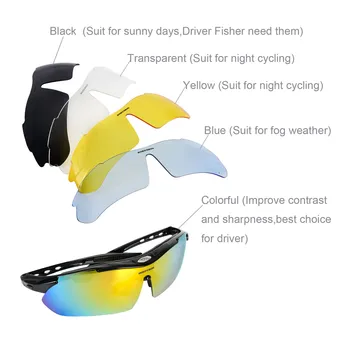 5 Objektív Cyklistické Okuliare Okuliare Polarizované Požičovňa Vonkajšie Športové Okuliare Zmeniť Objektív, Rybolov, Turistika MTB Jazda na Bicykli Okuliare