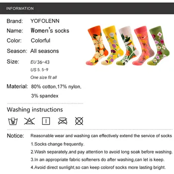 5 Párov/veľa 2020 Nové Česaná Bavlna dámske Ponožky s Roztomilý Kvet Vzor Farebné Dlhé Radi Vtipné Pohodlné Ponožky