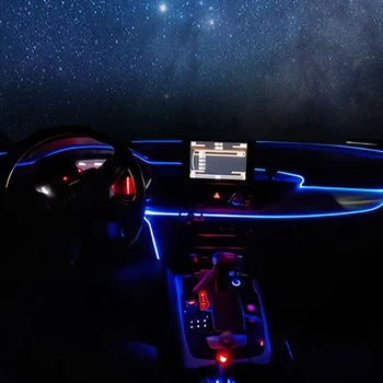 5 v 1 RGB LED Osvetlenia Okolitého prostredia Atmosféru Lampa Auto Dekorácie Interiéru Svetlo s Vlákniny Pás Svetla Pomocou Aplikácie Diaľkové Ovládanie 6M