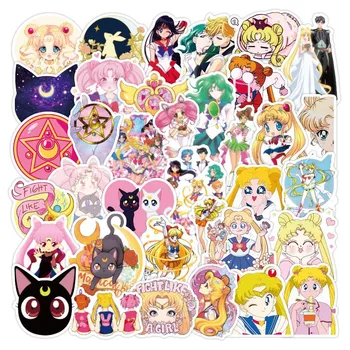 50/100ks Japonské Anime Nálepky Sailor Moon cartoon VÍLA CHVOST obtlačky Sexy Dievča vločky Chladnička auto pohár počítač dekorácie