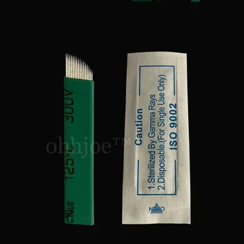 50/500 KS 0,18 mm zelená 12 Flex Permanentného make-upu Ručné Tetovanie Obočia Ihly Čepeľ pre 3D Výšivky Microblading Tobori Pero