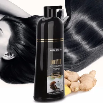 500 ml Kokosového Zázvor Šampón Rýchlo Black Farbenie Vlasov, Farbenie Výživný Šampón Starostlivosť o Vlasy Nástroj