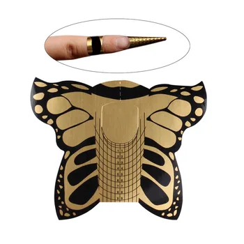 500Pcs/roll Nechtov Forme Nálepky Zlatý Motýľ UV Gél na Nechty Umenie Tip Rozšírenie Sprievodca Nástroje pre Salón Nechty, Starostlivosť o Nechty Formulár