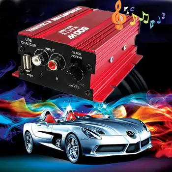 500W 12V Prenosný Mini 2 KANÁLY Auto MP3 Reproduktor hi-fi Stereo Audio Zosilňovač Malých vύkonovι Zosilςovaθe, FM Rádio, USB Loudspeake