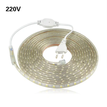 5050 220V 60LEDs/m VIEDOL Kabinet svetlo flexibilný lampa Pásy hliníkovej zliatiny vodotesnými kuchyňa domáce Dekorácie osvetlenie s EÚ Plug