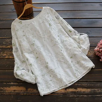 5091 jeseň ženy tričko Japonskom Štýle mori dievča O-Krku bavlna pulóver top kvetinové výšivky tričko s Dlhým Rukávom, Blúzky, Ženy
